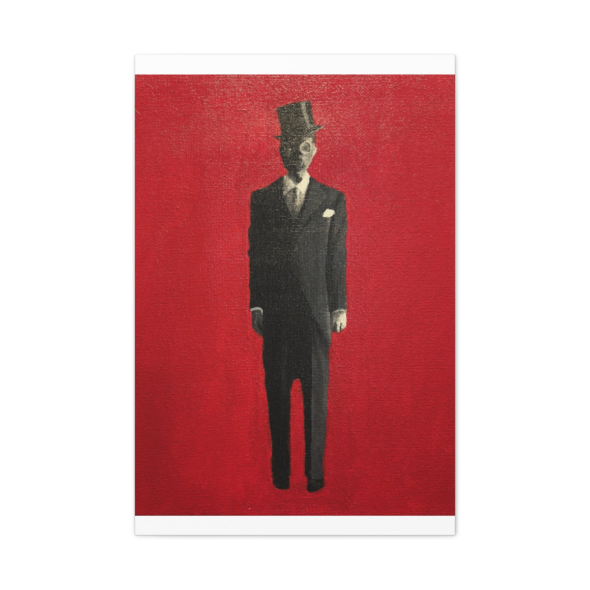 Vintage Gentleman in Top Hat Red Canvas Wall Art