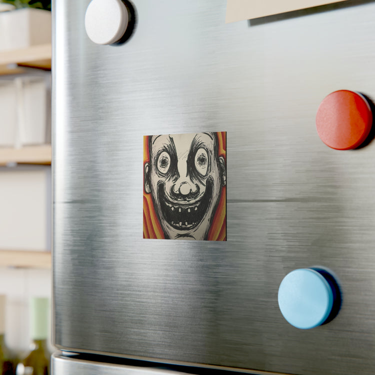 Creepy Joker Face Square Magnet – Horror Art Decor