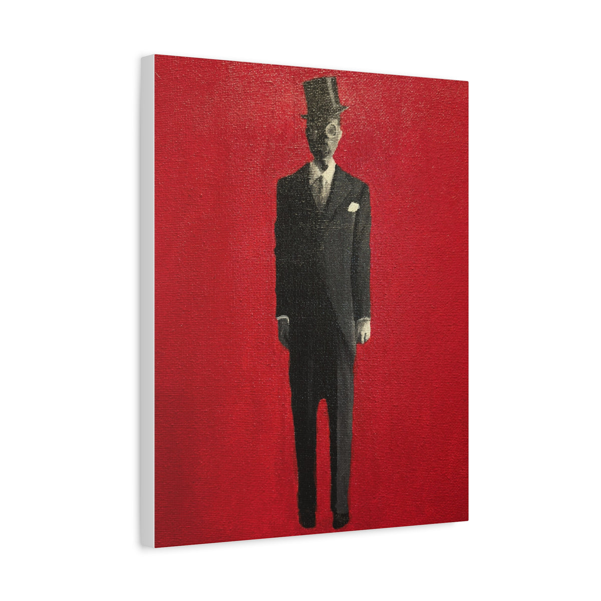 Vintage Gentleman in Top Hat Red Canvas Wall Art