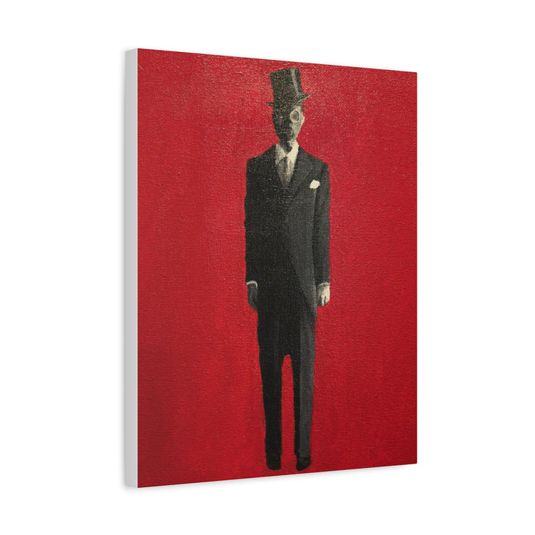 Vintage Gentleman in Top Hat Red Canvas Wall Art
