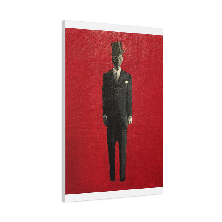 Vintage Gentleman in Top Hat Red Canvas Wall Art