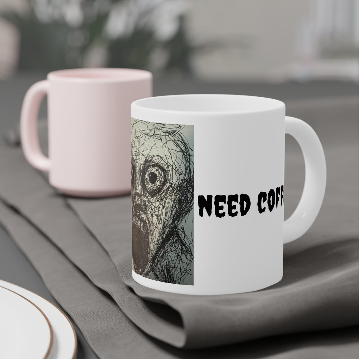Need Coffee Zombie Face Ceramic Mug
