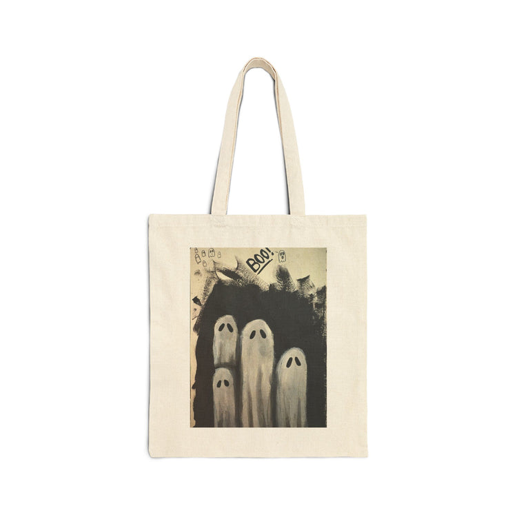 Spooky Ghosts BOO Halloween Cotton Canvas Tote Bag