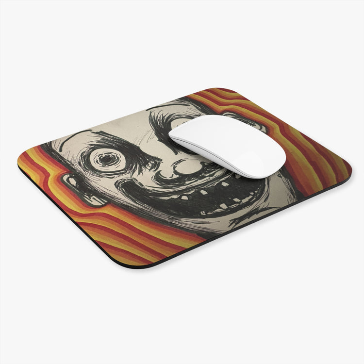 Creepy Grinning Face Retro Psychedelic Mouse Pad