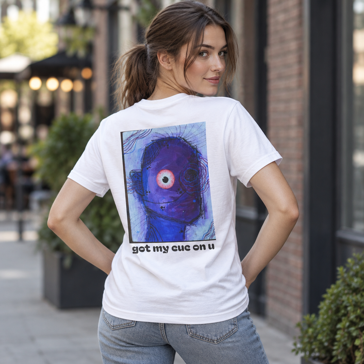 Got My Eye on U Blue Character Graphic T-Shirt