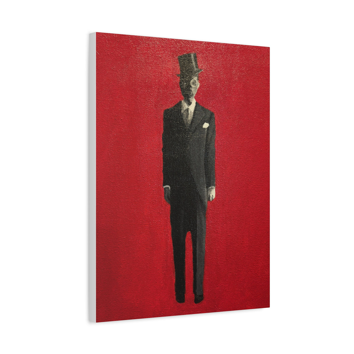 Vintage Gentleman in Top Hat Red Canvas Wall Art