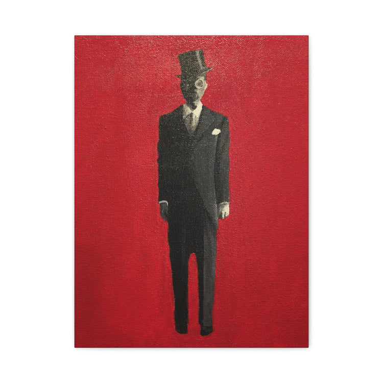 Vintage Gentleman in Top Hat Red Canvas Wall Art