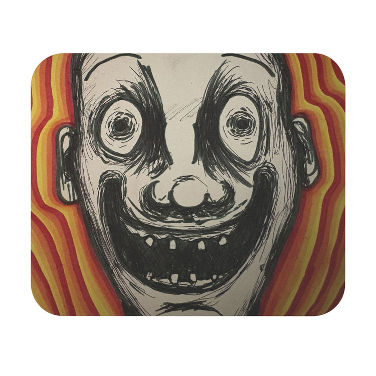 Creepy Grinning Face Retro Psychedelic Mouse Pad