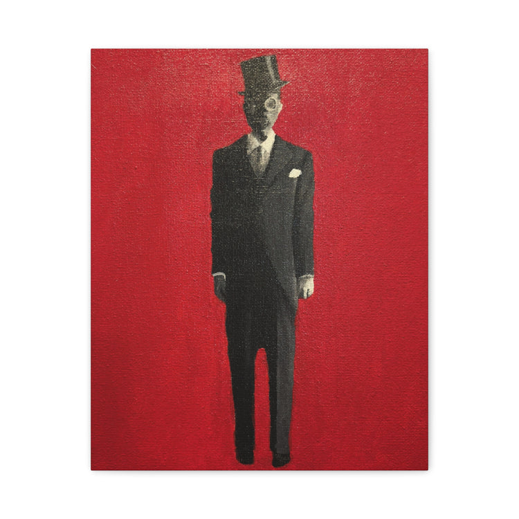 Vintage Gentleman in Top Hat Red Canvas Wall Art