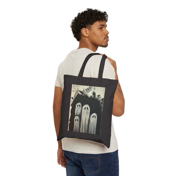 Spooky Ghosts BOO Halloween Cotton Canvas Tote Bag