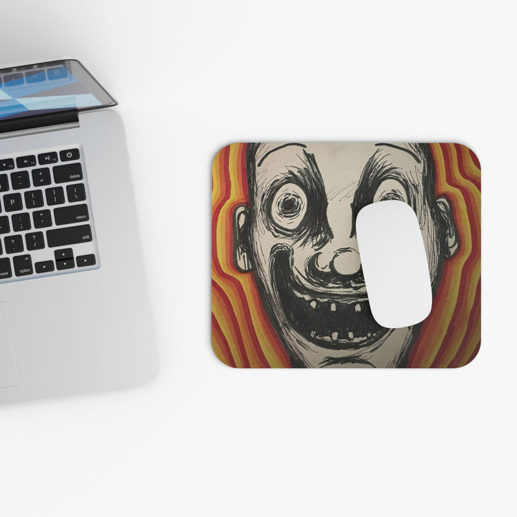 Creepy Grinning Face Retro Psychedelic Mouse Pad