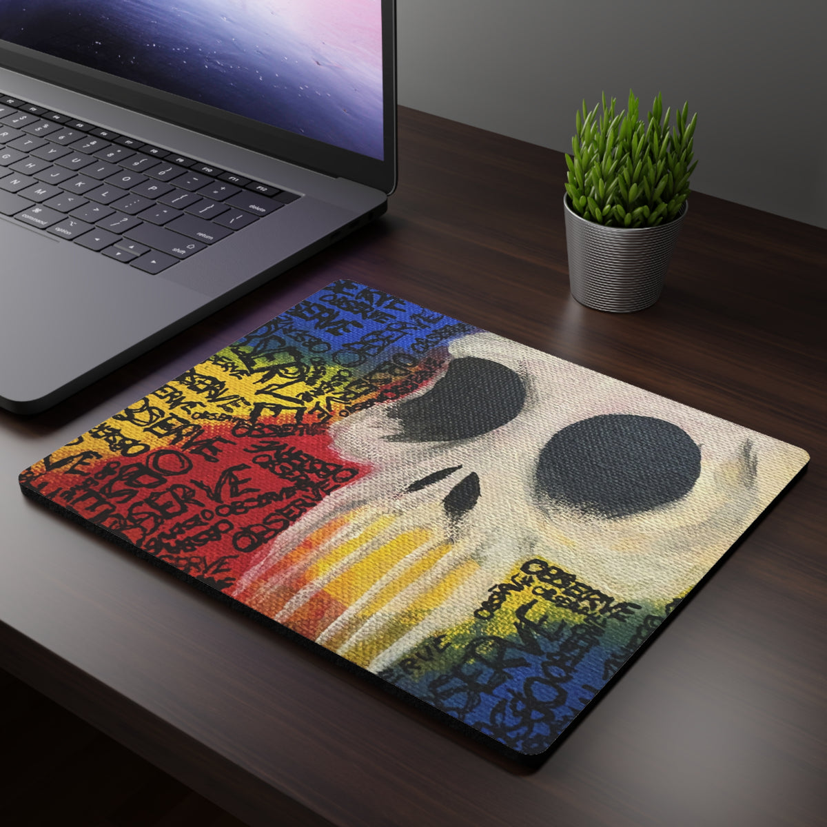 Graffiti Skull Rectangular Mouse Pad